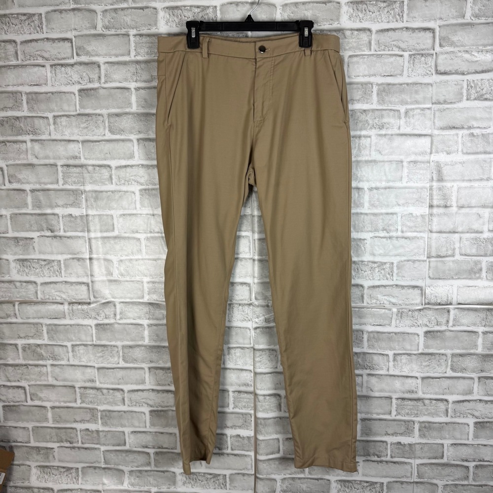Lululemon Mens Commission Slim-Fit Warpstreme Pants Tan Khaki Size 36 x 33 Chino